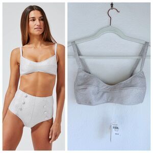 NEW Lisa Marie Fernandez The Balconette Bikini Top in Vintage Pink & Silver Sz 3